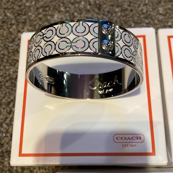 Authentic Coach Bangles Signature Logo Patterns Styles Size 7 Ring Silver Gold - Picture 10 of 16